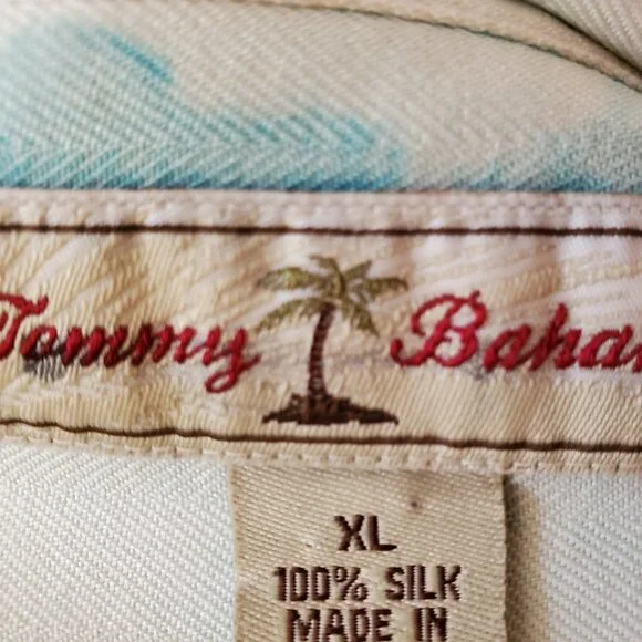 Painted Tommy bahama silk shirt blue stripe white XL limited edition collector